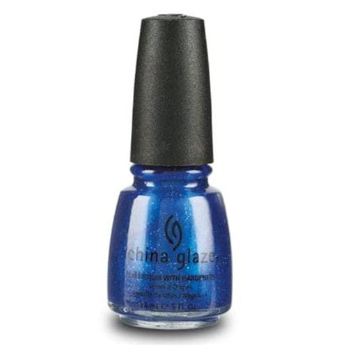 China Glaze blue nail polish bottle with black cap.