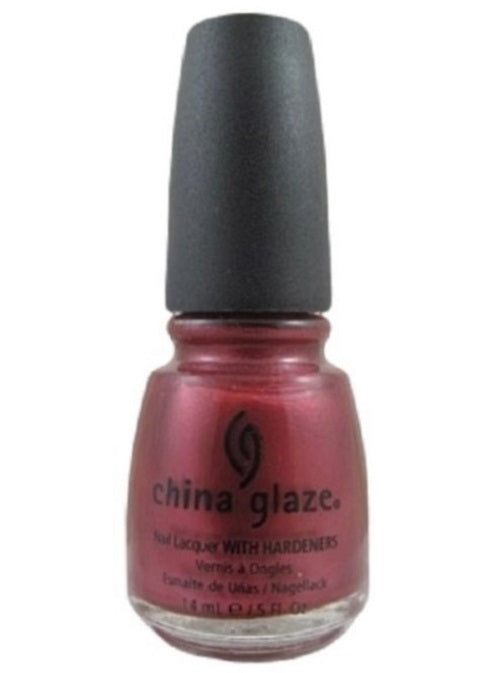 China Glaze nail polish bottle with deep plum wine colored polish and black cap on a white background.