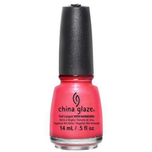 China Glaze nail polish bottle with bright pink color on a white background