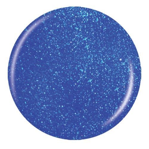 Blue shimmery nail polish on a white background