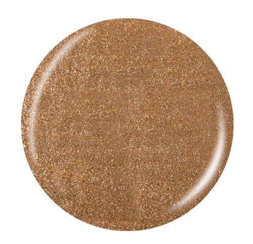 Gold shimmery nail polish swatch.