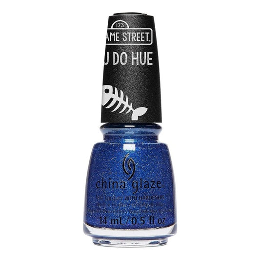 China Glaze blue micro-glitter and a black cap. 