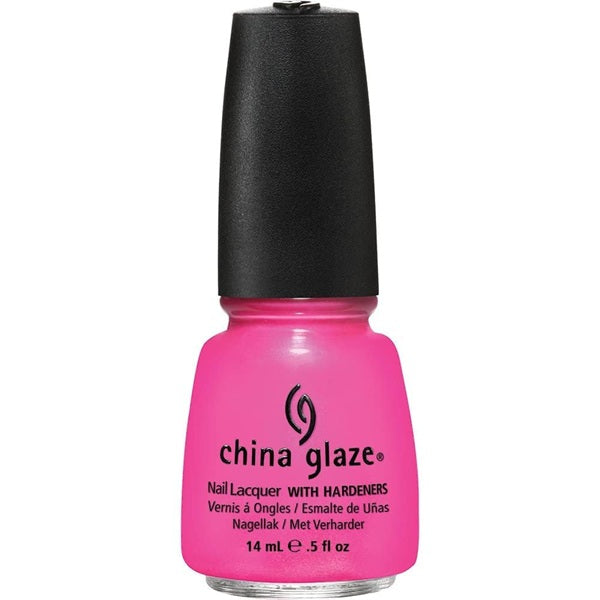 China Glaze pink nail polish bottle with black cap on a white background
