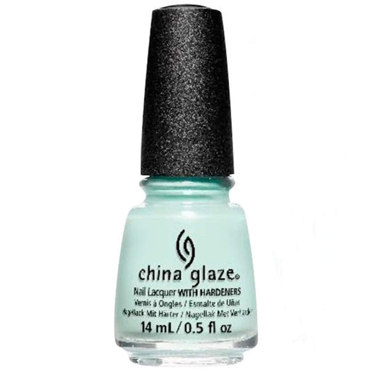 China Glaze light green nail polish bottle with a black cap on a white background.