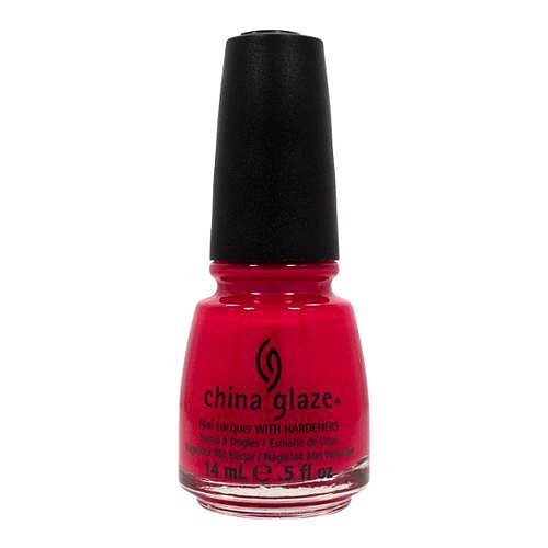 China Glaze red nail polish bottle with a black cap on a white background