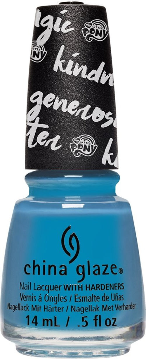China Glaze blue nail polish bottle with black cap.