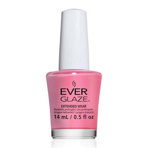 Pink nail polish bottle with white cap on a white background