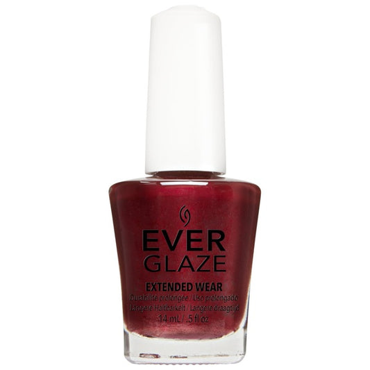 Ever Glaze nail polish bottle with red polish on a white background