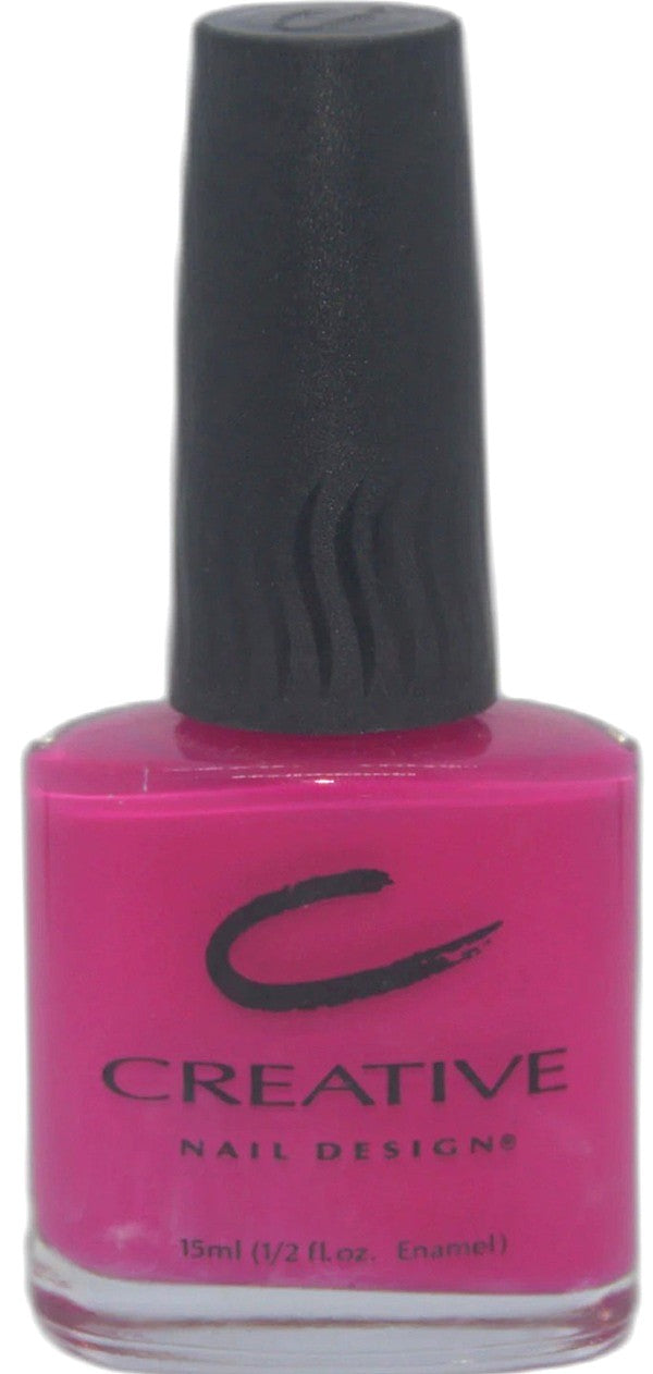 Creative Nail Design pink nail polish bottle with black cap on a white background.