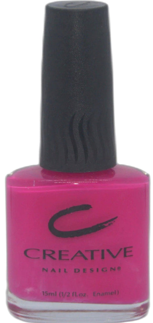 Creative Nail Design pink nail polish bottle with black cap on a white background.