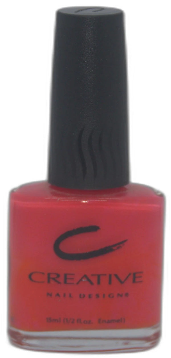 Creative Nail Design Nail polish bottle with black cap and red color on a white background.