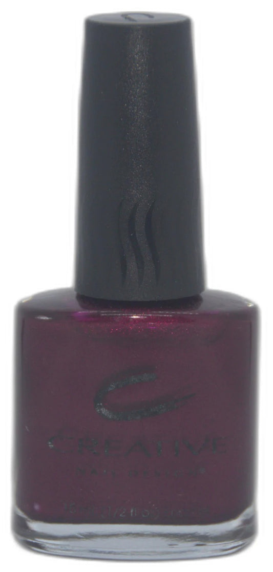 Creative Nail Design burgundy wine red nail polish bottle with a black cap on a white background