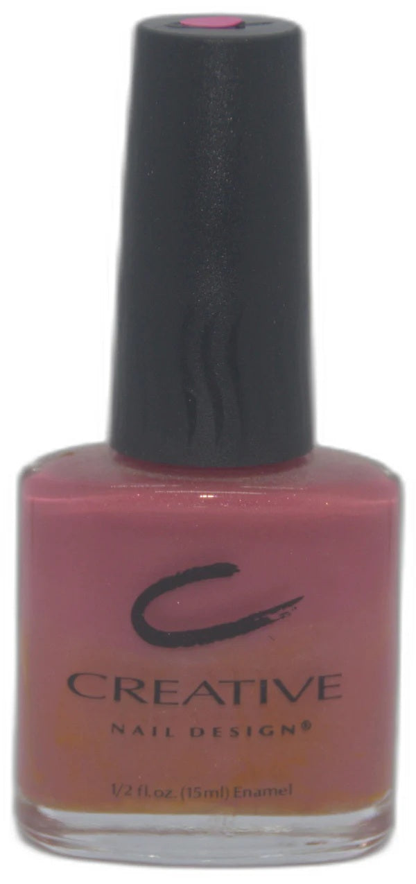 CND pink nail polish bottle with black cap on a white background