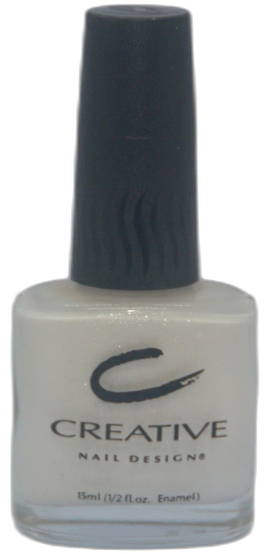 Nail polish bottle with black cap and visible 'Creative Nail Designs' branding on a white background