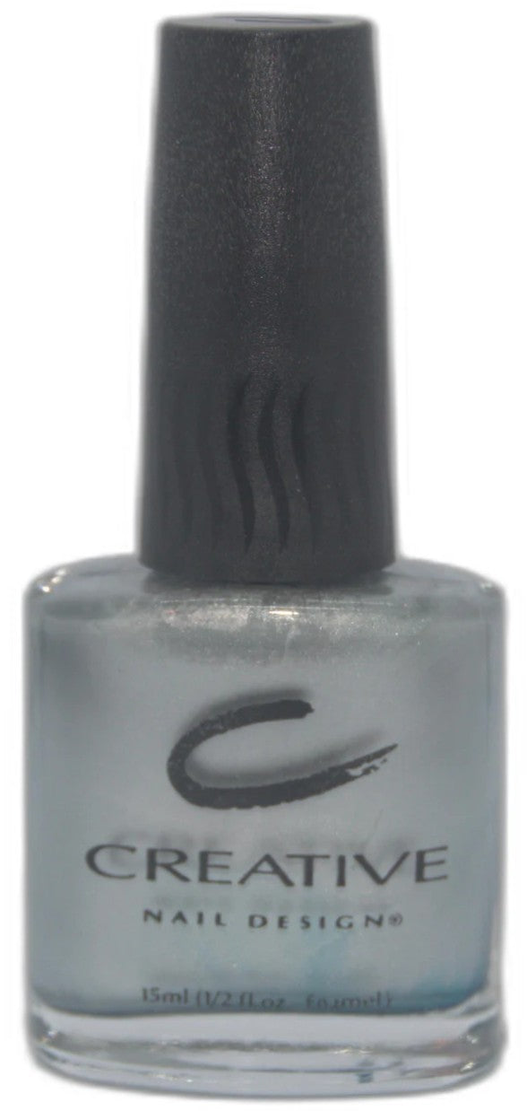 Creative Nail Design silver nail polish bottle with black cap and visible brand name on a white background