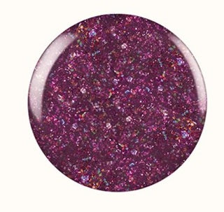 Round purple glittery object on a white background