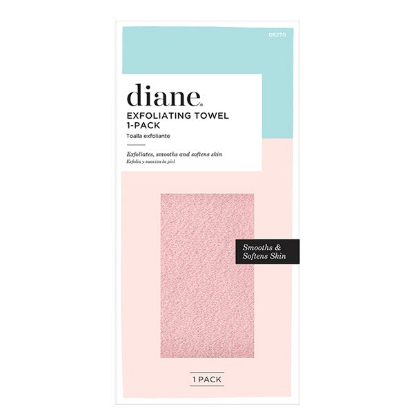 Exfoliating towel packaging with 'diane' branding on a white background