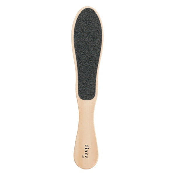 Wooden foot file with black abrasive side on a white background