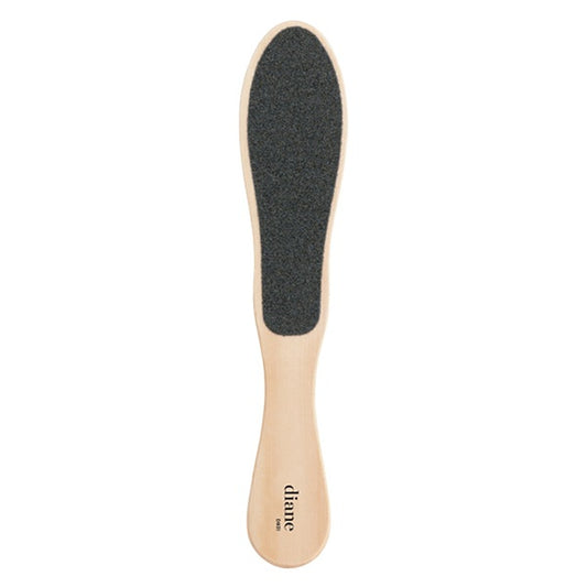 Wooden foot file with black abrasive side on a white background