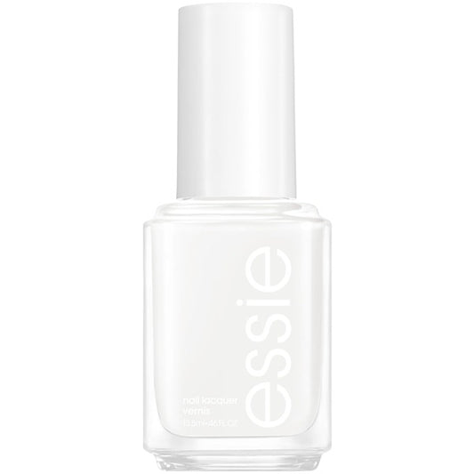 Essie white nail polish bottle on a white background