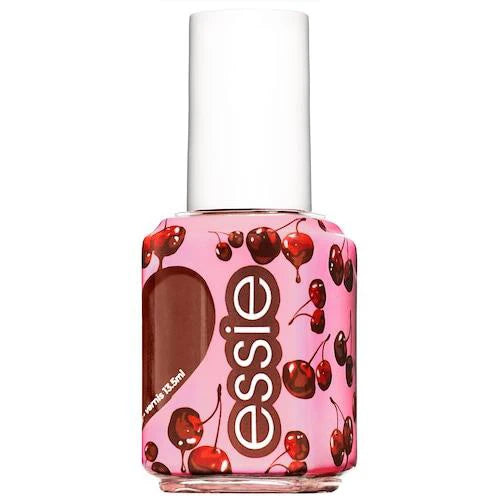Essie brown nail polish with white cap.
