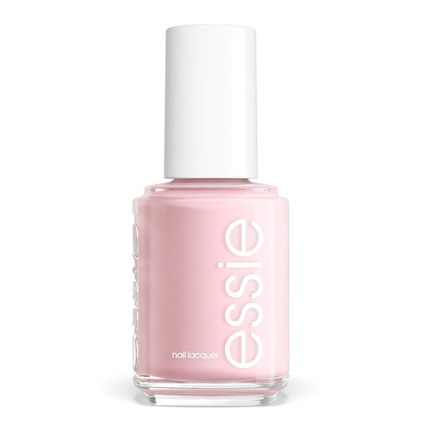 Essie pink nail polish bottle with  white cap on a white background