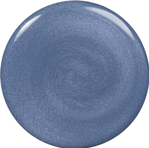 Blue shimmer nail polish swatch on a white background.
