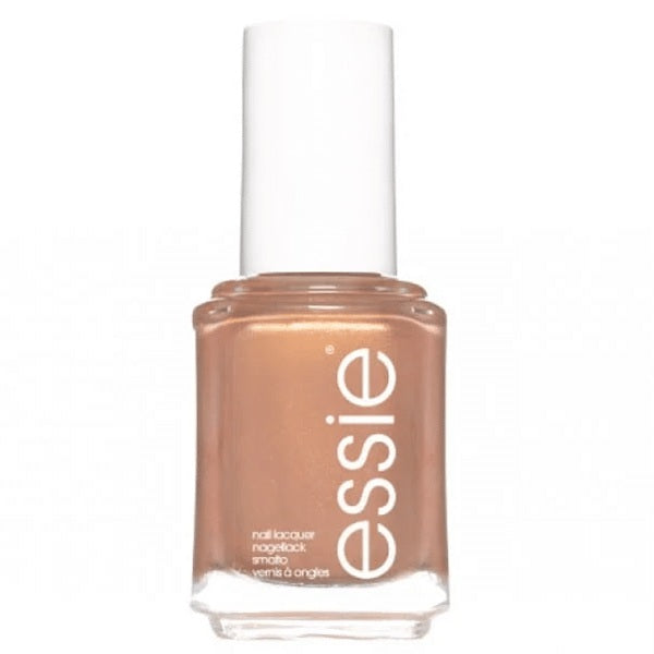 Essie golden peach nail polish bottle on a white background