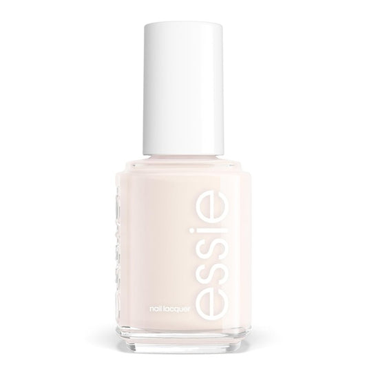Essie light beige nail polish bottle on a white background