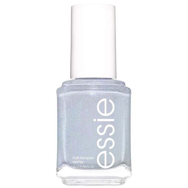 Essie light blue nail polish bottle on a white background