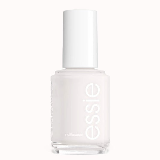 Essie white nail polish bottle on a white background