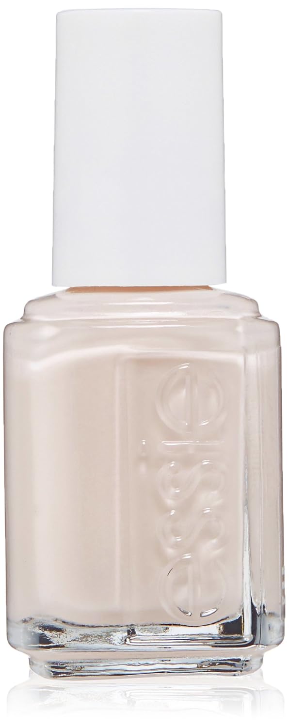 Essie off white nail polish bottle with white cap on a white background