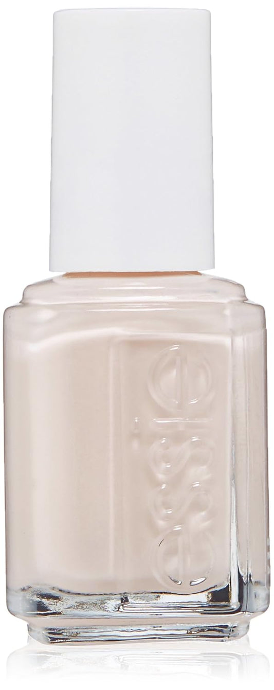 Essie off white nail polish bottle with white cap on a white background