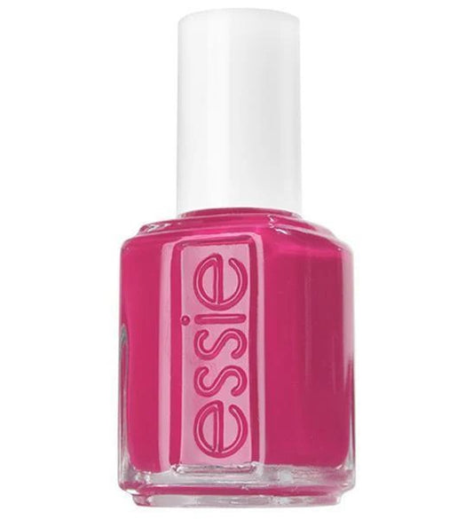 Essie pink nail polish bottle with white cap on a white background