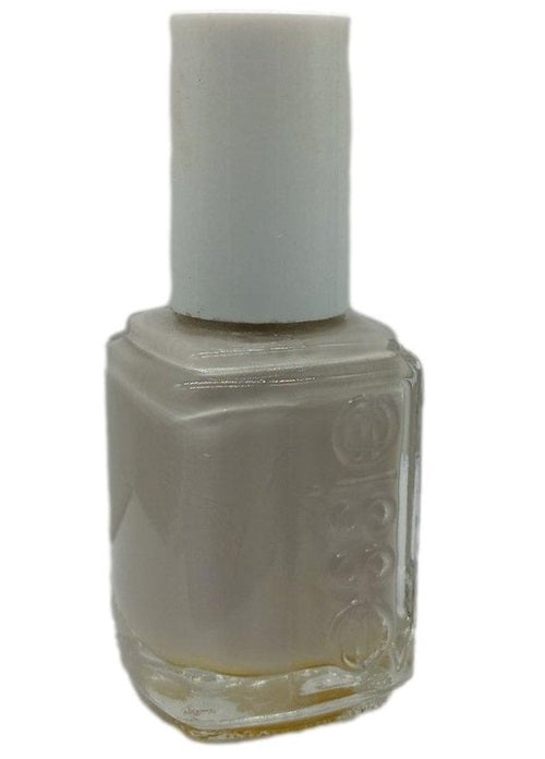 Essie light taupe beige nail polish bottle with white cap.