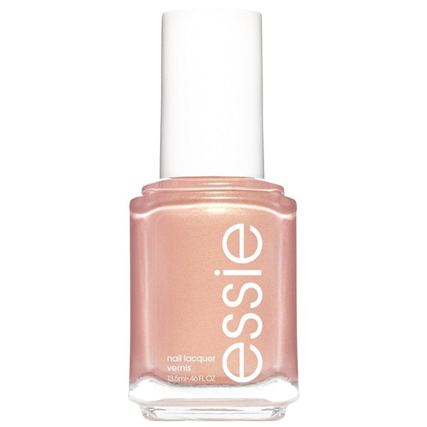 Essie peach nail polish bottle with white cap.