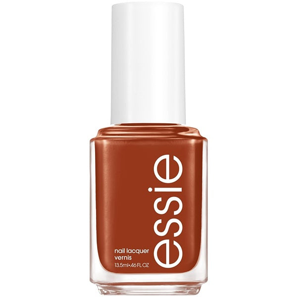 Essie nail polish bottle with a brown color on a white background