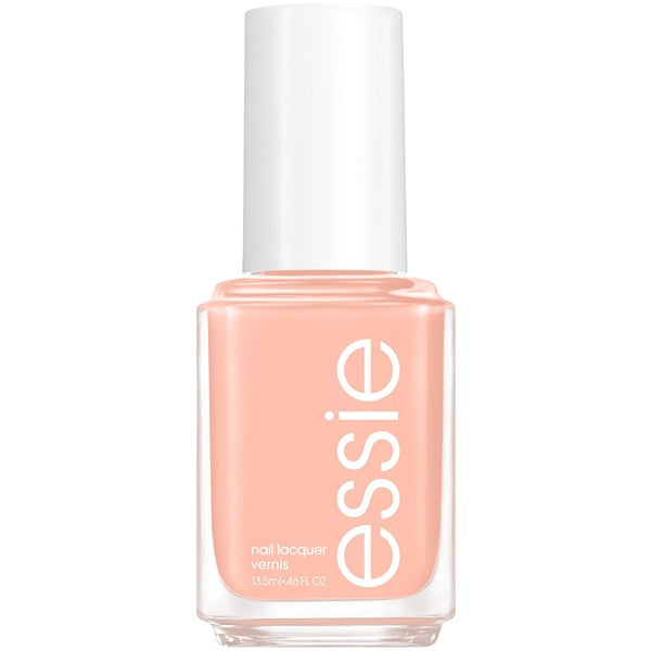 Essie light pink nail polish bottle on a white background
