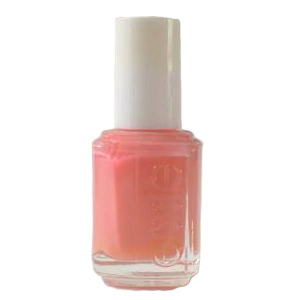 Essie pink nail polish bottle with a white cap on a white background
