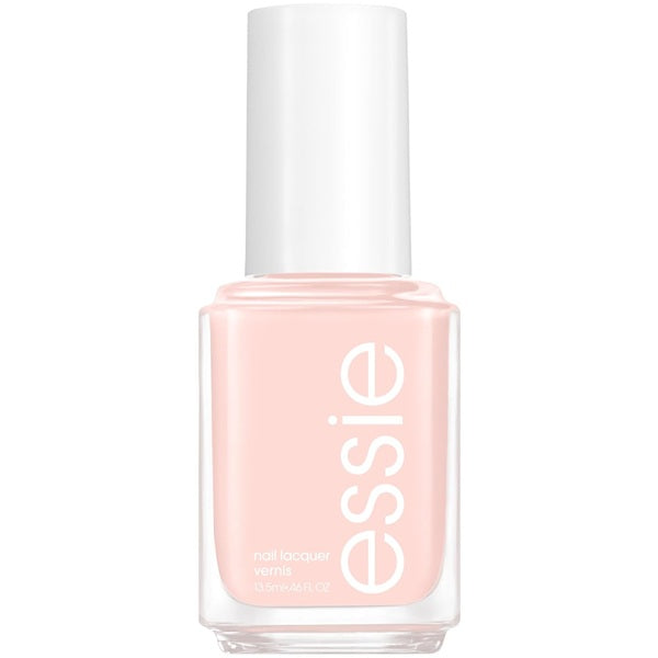 Essie light pink nail polish bottle on a white background