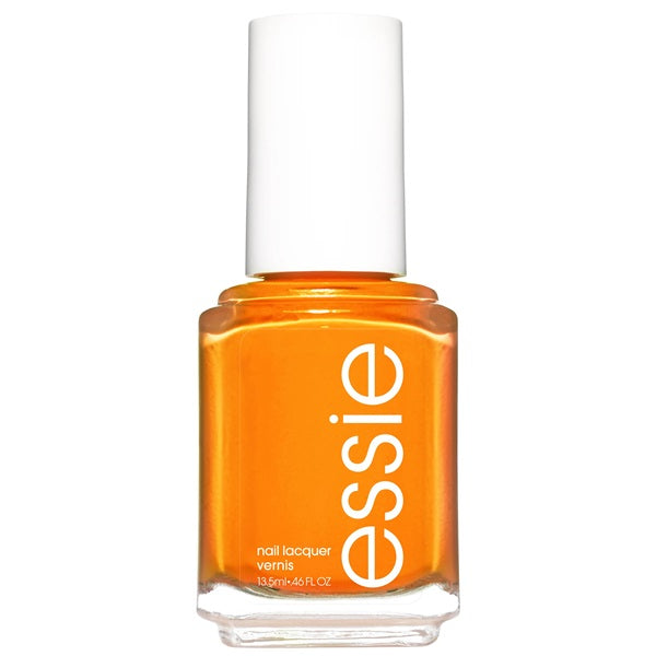 Essie orange nail polish bottle with white cap on a white background