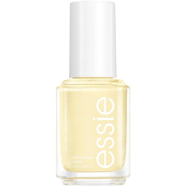 Essie pastel yellow nail polish bottle on a white background