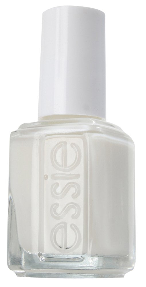 Essie white nail polish bottle on a white background