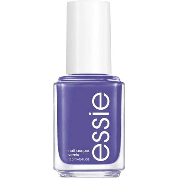 Essie purple nail polish bottle on a white background