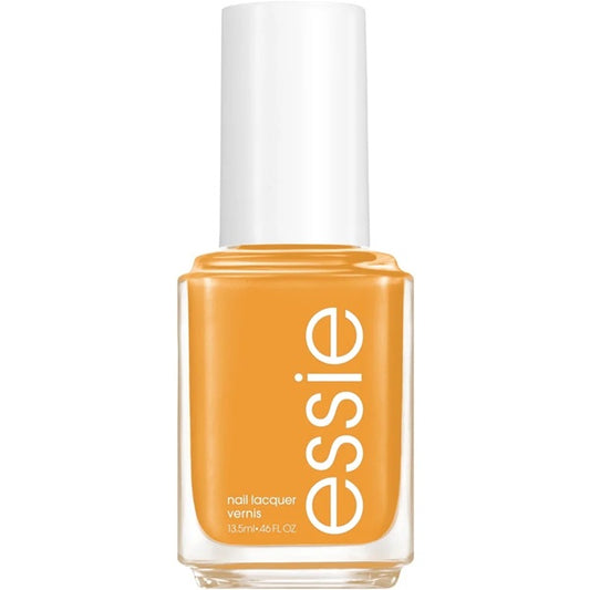 Essie nail polish bottle with orange color on a white background