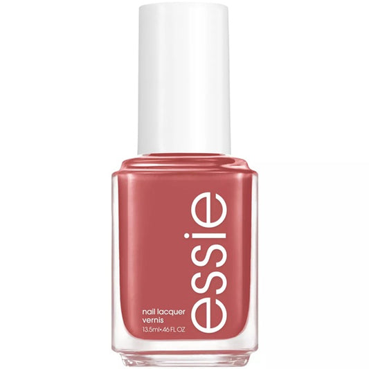 Essie deep pink nail polish bottle on a white background