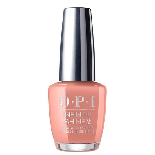 OPI Infinite Shine peach nail polish bottle on a white background