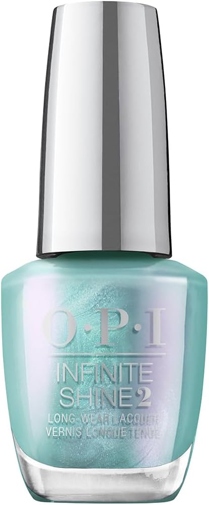 OPI Infinite Shine nail polish bottle in light blue color with silver cap