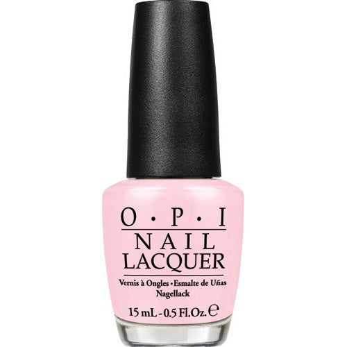 OPI light pink nail polish bottle with black cap.