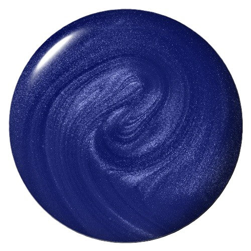 Deep indigo blue shimmer nail color in round nail swatch